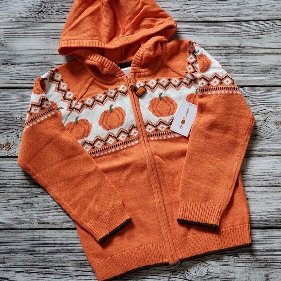 Pumpkin Zip Up Hoodie Sweater NWT